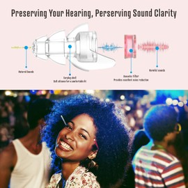 Hearprotek High Fidelity Music Ear Plugs for Women, 20db Noise Reduction Earplugs-Hearing Protection for Concert, Musicians, DJ’s, Festival, Nightclub, Office (Pink)