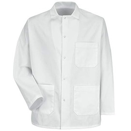Red Kap Men's Gripper-Front Short Butcher Coat, White, Large