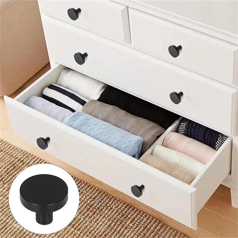 30pcs Matte Black Round Cabinet Knobs - Drawer & Dresser