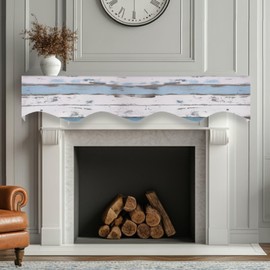 Qehuruxo Wood Grain Fireplace Mantel Scarf Cover Soft Lace Edge Fireplace Tablecloth Stylish Home Decor Mantel Shelf Top Cover to Keep Your Space Cozy and Chic