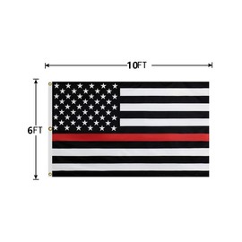ANCONINE Thin Red Line USA Flag 6x10FT,American Honoring Firefighter Flags with 3 Brass Grommets,4 Stitched and 100D Premium Polyester.