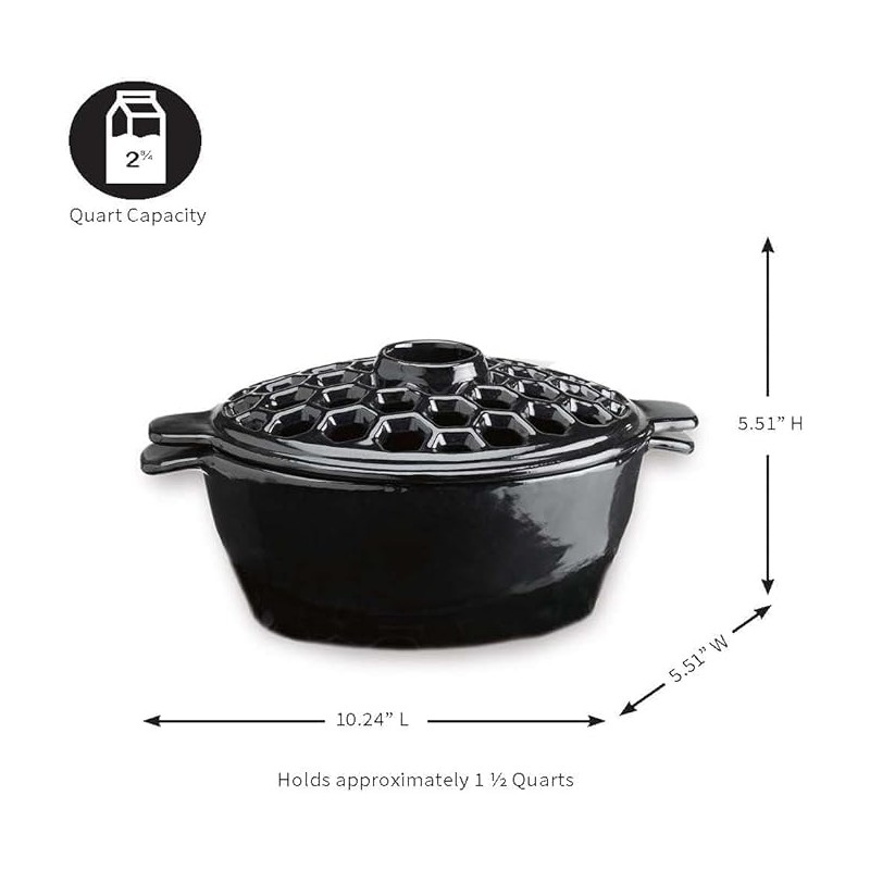 Plow & Hearth 1.5 Qt. Cast Iron Lattice Steamer