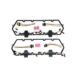 Valve Cover Gasket Set With Dual Integral Fuel Injector Connectors - Compatible with 1995-1997 Ford F Super Duty 7.3L V8 Diesel