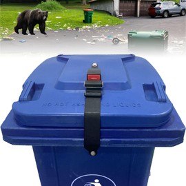 KOMOHOM Trash Can Locks for Animals, (2PCS) Raccoon Bear Proof Trash Can Lock, Long Lasting Strap Lid Garbage Can Lock for Out Door Garbage Can