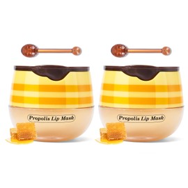 KYDA 2 Pcs Honey Lip Mask Set, Propolis Moisturizing Lip Mask for Day&Night Lip Care, Lighten Dark Lip Color Reduce Lip Lines&Wrinkle, Lip Repair Mask Lip Exfoliator (Honey+Strawberry+Apple Lime)