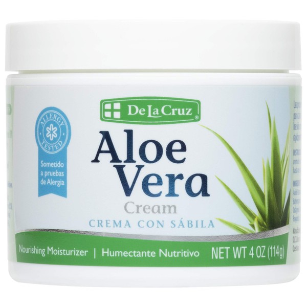 De La Cruz Aloe Vera Face Moisturizer - Natural Aloe Cream for Face, Hands and Body, 4 OZ