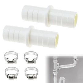 2 PCS Washing Machine Waste Pipe Extension Leak Proof Washing Machine Hose Connector for Washing Machine Dishwasher with 4 Metal Clamp