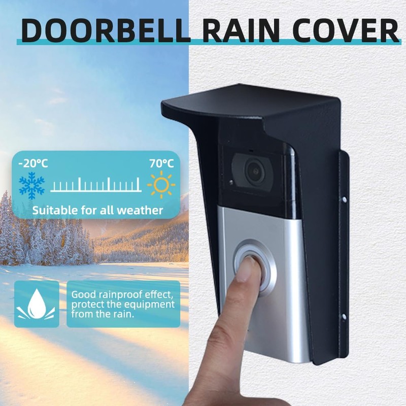 Doorbell Rain Cover Weatherproof,Anti Glare Sun Shade Protection,Fingerprint Lock Waterproof