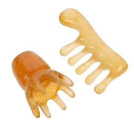 FRCOLOR 2Pcs Jade Comb Wide Tooth Gua Comb Scalp Massager for Acupoint Relief for Hair Care and Head Relaxation for Family and Friends
