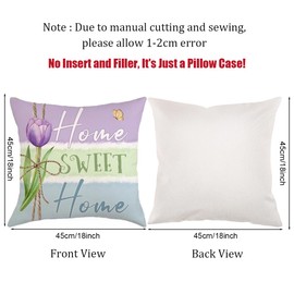 CJWLKJ Farmhouse Throw Pillow Covers 18x18 Set of 4, Spring Summer Pillow Cases Flower Letters Decorations Vase Sunshine Linen Cushion Case Gifts for Couch Sofa Bed Home Decor (Purple)