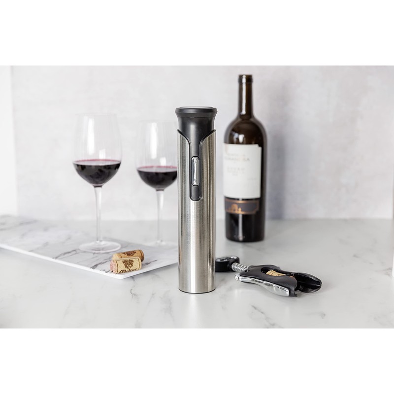 BarCraft Stainless Steel Electric Corkscrew, Gift Boxed, Silver