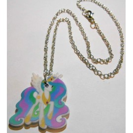 MY LITTLE PONY PRINCESS CELESTIA LUCITE PENDANT(1 1/2"x 1") ON 16 INCH CHAIN