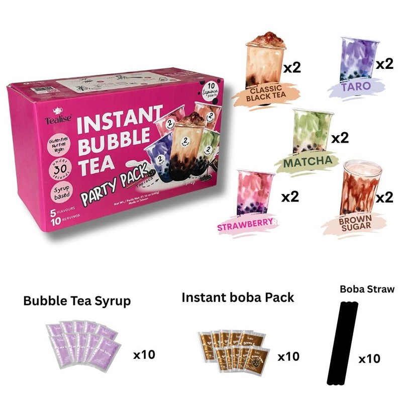 Tealise 10 Servings 5 Flavours Variety Pack Bubble Tea Kit