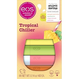eos Flavor Lab Secret Menu - Set de regalo de bálsamo labial, enfriador tropical, edición limitada, hidratante, labios secos, paquete variado, 0.14 onzas, paquete de 4