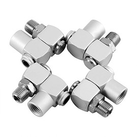Accesorio Giratorio Aluminio 1/4 Pulgadas 150 psi 360 Grados Adaptador Manguera Industrial 4 Unidades para Taller Automotriz, Fábrica Ensamblaje, Mant