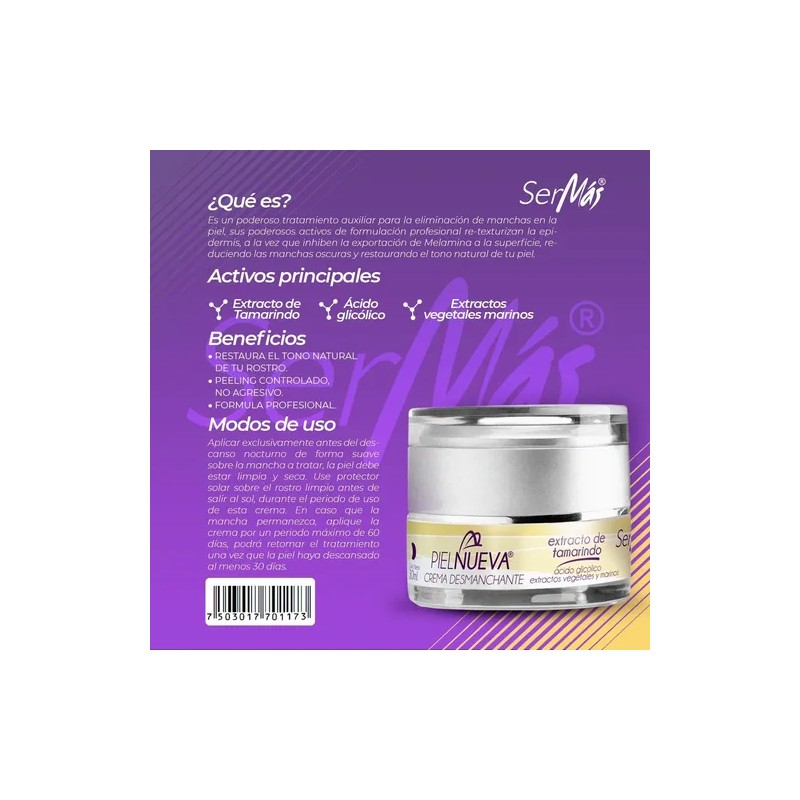 Ser Más Crema Facial Desmanchante con Ácido Glicólico 30mL Sin