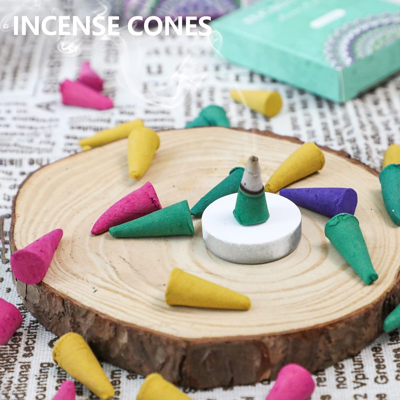 SCENTORINI Incense Cones, Assorted Scented Incense Cones with Holder, Incense