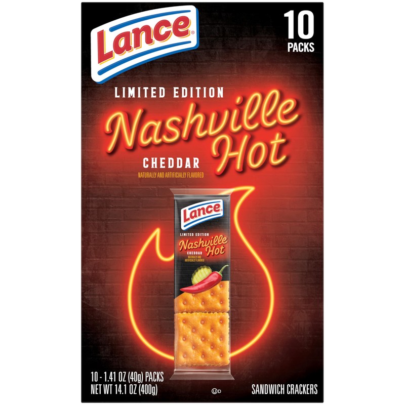 Lance Nashville Hot Cheddar Sandwich Crackers, 10 Pack
