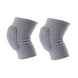 Baluue 2pcs Grey Exercise Knee Pads for Gym Safety Support Non- Design Thick Sponge for Basketball Running Weightlifting