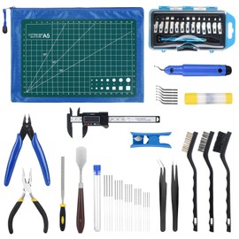 3D Printer Tools Kit, 3D Printing Accessory with 55Pcs Includes Deburring Tool, Caliper, Art Knife Set, Tube Cutter, Storage Bag Suitable for 3D Print Removing, Cleaning