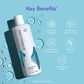 Smileactives Breath Restore Oral Rinse, Adults Mouthwash for Bad Breath and Gum Health, Promotes Oral Care, Healthy Mouth and Long Lasting Fresh Breath, Sugar and Alcohol-Free, Vanilla Mint, 16 fl oz