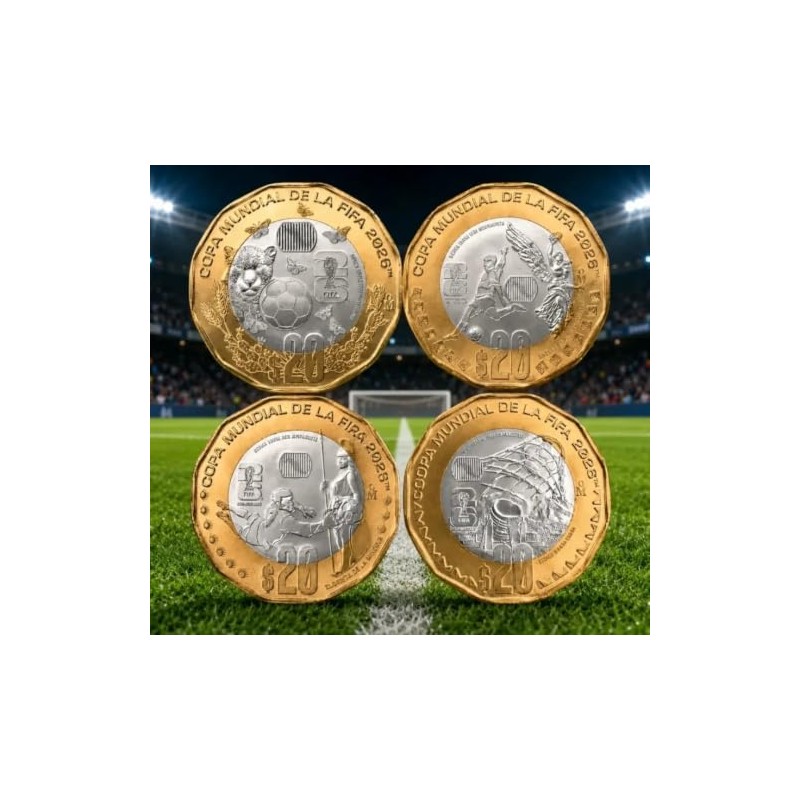 Genérico Set de 4 Distintas Medallas Conmemorativas Mexico 20 Pesos