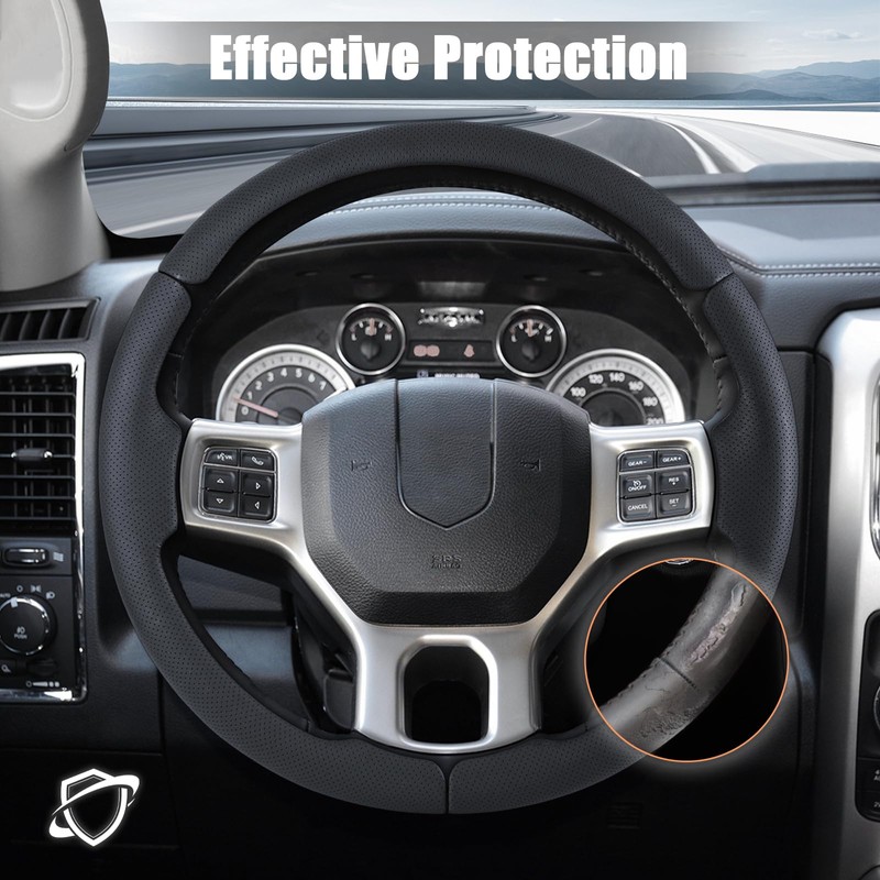 Customized Steering Wheel Cover for 2012-2018 Dodge RAM 1500/2500/3500/4500