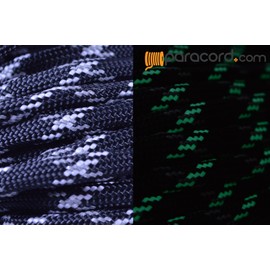 BoredParacord Brand 550 lb Reflective & Glow in The Dark Tracer Black Paracord (50 feet)