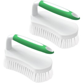 Scrub Brush for Cleaning Comfort Grip Shower Scrubber Stiff Bristles with Handle Heavy Duty Cleaner Brush for Tub Sink Carpet Floor - Pack of 2 (Green+Green) - Color: Green+green, Size: 2-Pack