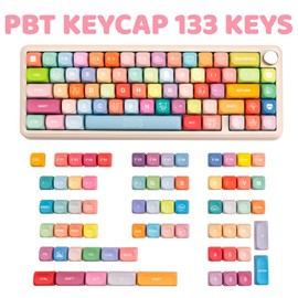 COOMICKEY Cute PBT Keycaps 133 Keys Candy Bear Custom Keycaps Dye Sublimation MOA Profile Keycaps Colorful Animes Keycaps Set for Cherry Gateron MX Swithes Mechanical Keyboards
