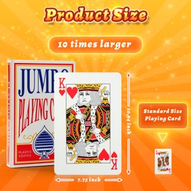 TOOPTATE Giant Playing Cards 8x11 Inches Jumbo Playing Cards - 10 Times Jumbo Size Cards for Casino Card Game and Casino Theme Party Decorations (54 Cards)