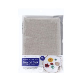 KIYOHARA DMC PNC-02 Fabric 100% Linen Punching Needle Pen Compatible, Linen Cut Cloth, 55.1 inches (140 cm) x 19.7 inches (50 cm) Cut, N with Design