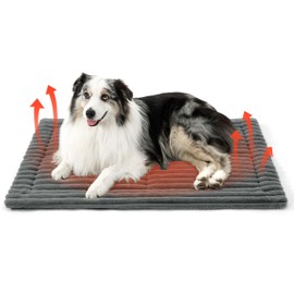 Bedsure Self Warming Dog Bed, Large Self Heating Dog Crate Pad, Thermal Extra Warm Puppy Mat Indoor & Outdoor, Non-Slip & Washable, 41" x 29", Grey