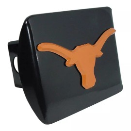 university of texas longhorn logo orange on black brushed trailer hitch cover
