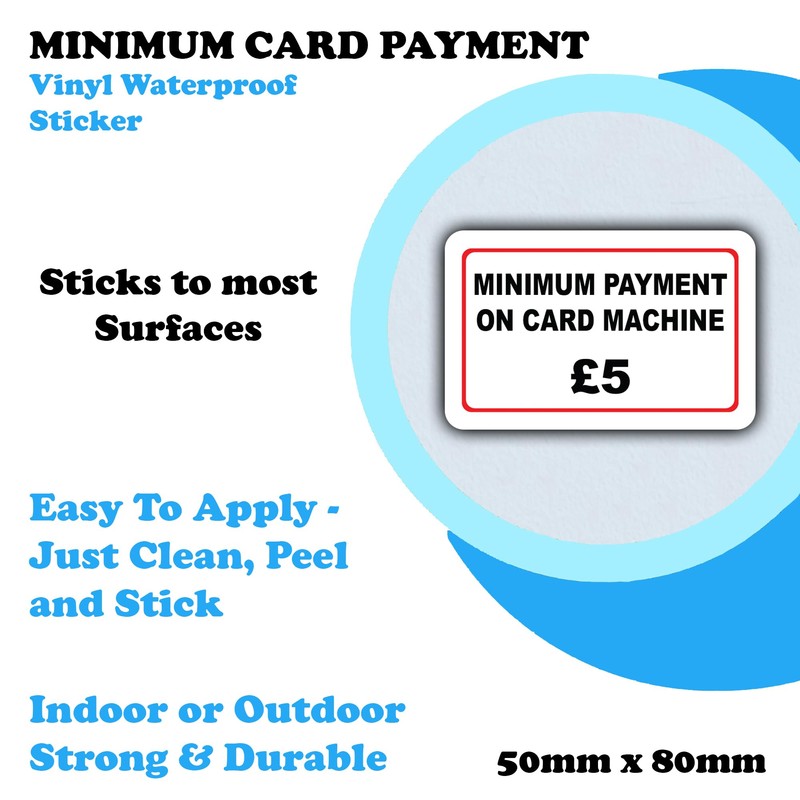 2-Pack Minimum Payment on Card Machine £5 Vinyl Stickers -