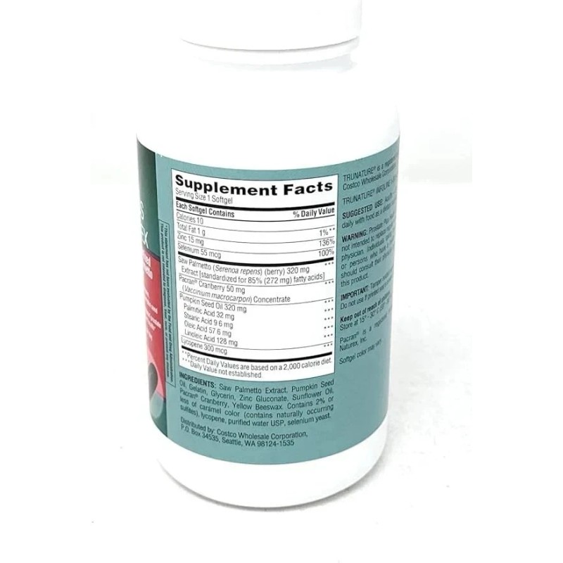 trunature Prostate Plus Health Complex, 250 Softgels with Saw Palmento