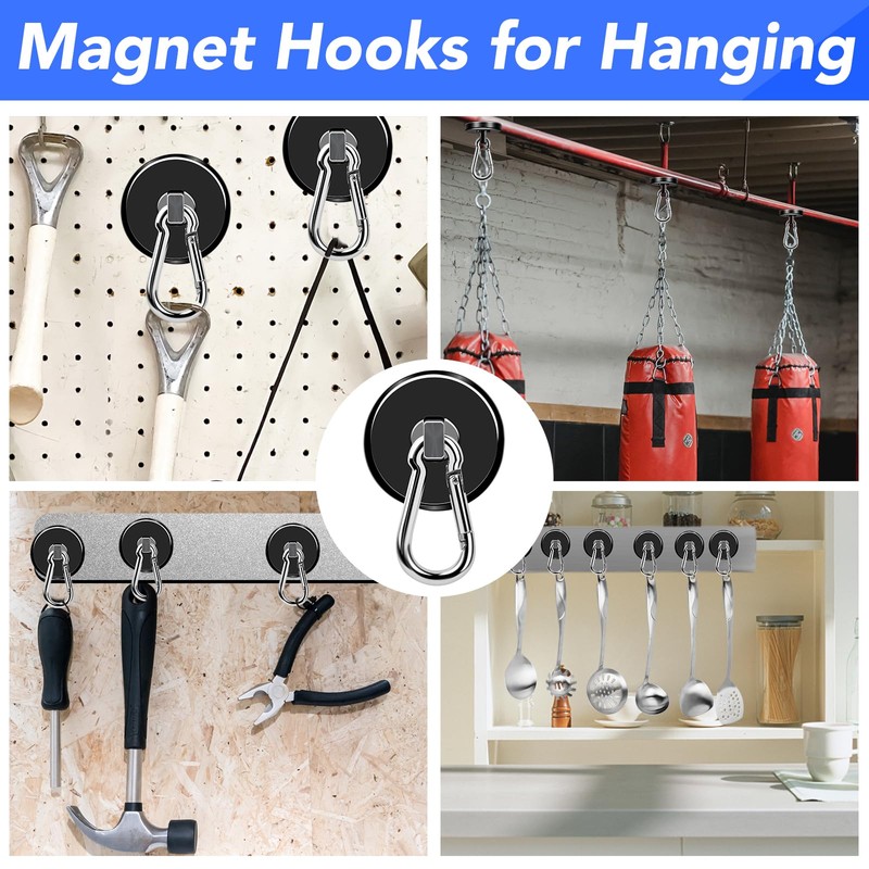 LOVIMAG Strong Magnets with Hooks, 200LBS+ Heavy Duty Magnets with