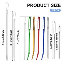 Yarn Needle Set, 20 Pieces Darning Needle Set, Coloured Curved Tip with Big Eyes, Blunt Needles Knitting Needles Set, Stainless Steel Yarn Knitting Needles, Sewing Needles, Tapestry Needles for Yarn,
