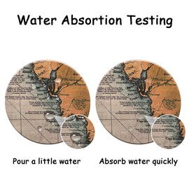 Darate Absorbent Coasters with Holder Set of 8, Coasters for Drinks, Unique Housewarming Gift, 4 Inch Round Coaster for Bedroom, Home, Office, Bar, Dining Room, Living Room, Kitchen (Nautical Chart)