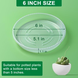 Plant Saucer - 6 Pack 6 Inch Plastic Plant Trays for Pots with Plant Tray Design - Plant Saucers for Indoors and Outdoors No Holes Use - Plastic Plant Saucer for Potted Plants - Plant Drip Trays
