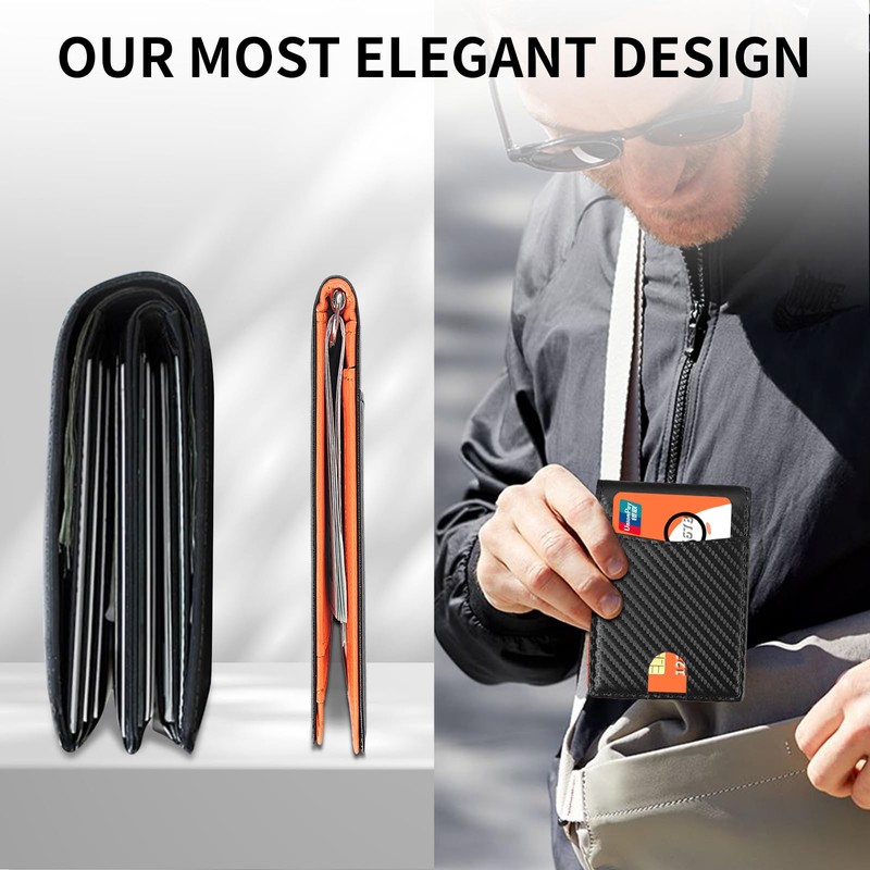 MUXILING Slim Wallets for Men Leather Money Clip RFID Blocking