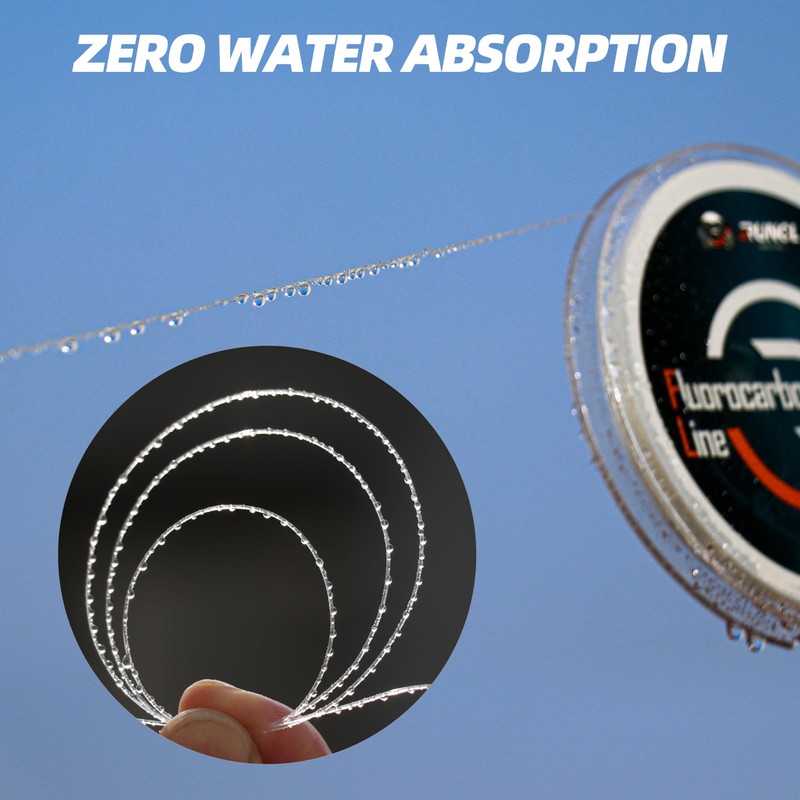 RUNCL 100% Pure Fluorocarbon Fishing Line, RC60 Fluorocarbon Leader, 4-50LB,