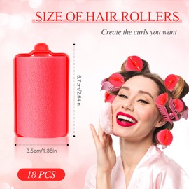 Geyoga 18 Pieces Sponge Hair Rollers Large Soft Foam Hair Styling Curlers Large Size Hairdressing Curlers for Women and Kids (Red,1.4 x 2.6 Inches)