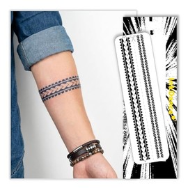 Tatuajes Semipermanentes, Brazalete Tribal Punta de Lanza, Tatuajes Temporales Larga Duración, Tinta Vegetal Resistente Agua, Duran 1-2 Semanas, Se Revela en 24h, D228, 2 Diseños