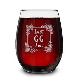 Best Gg Ever Engraved Stemless Wine Glass - Gifts For Gg - Best Gg Wine Glass - Funny Gifts Idea Birthday- Christmas- Holiday- Mother's Day - Pregnancy Announcement Wine Glass