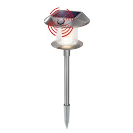 esotec Solar Gartenstecker außen Sunnylight | DUO COLOR PIR-Stableuchte AKKU | Steckleuchte Solarleuchte Gartenleuchte Solarstecker Solarfackel für draußen | H=38cm Edelstahl METALL outdoor 102092