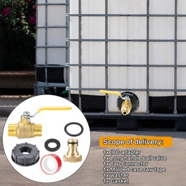 drado IBC Ball Valve with Plug-In System with Brass Ball Valve IBC Container Accessories with Lever Handle Ball Valve 3/4 Inch S60 x 6