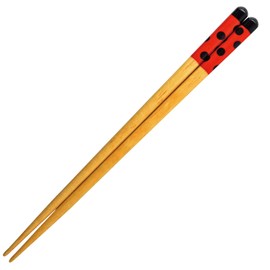 Sunny Life Design 264406 Chopsticks for Kids, Dishwasher Safe, Ladybug, Red, Natural Wood, 7.1 inches (18 cm), Age 8 - 9 Years, Made in Japan