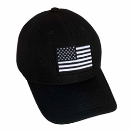USA US United States American Flag Air Mesh Tennis Golf Baseball Cap Hat - Black
