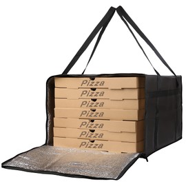 Bodaon Insulated Pizza Delivery Bag, 24" x 24" x 14" Pizza Warmer Bags for Carry Hot, Doordash Bag, Food Warmers for Parties, Pizza Pack Insulation, Pizza Carrier for Door Dash/Grubhub, Black, 1-Pack